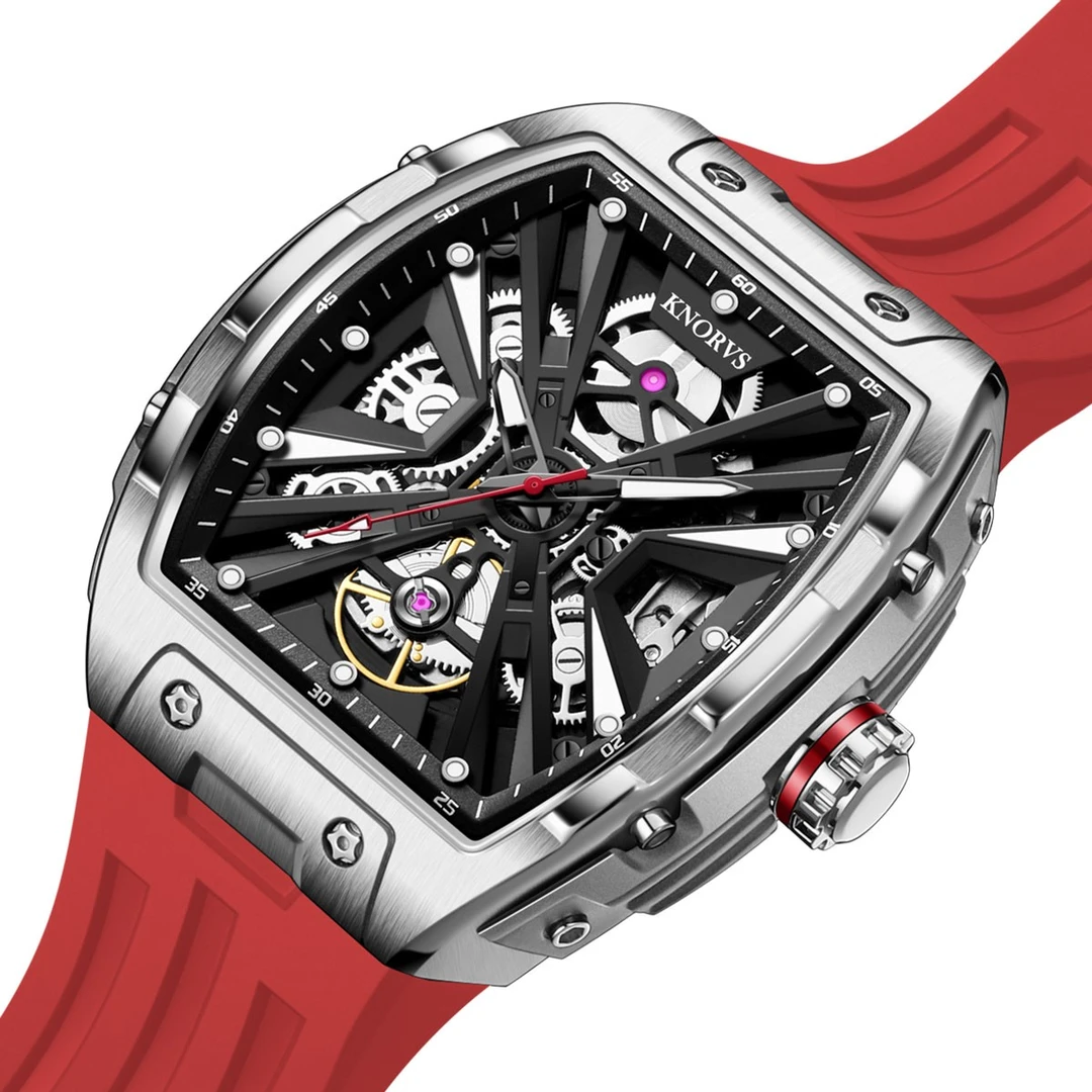 星舰3 男士全自动机械夜光酒桶形时尚防水名表多功能潮流个性