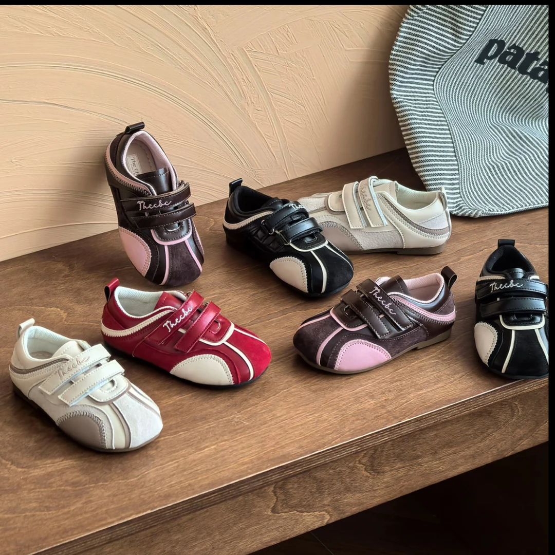 撞色拼接儿童休闲板鞋度术贴春秋童鞋时尚百搭儿童德训鞋5820