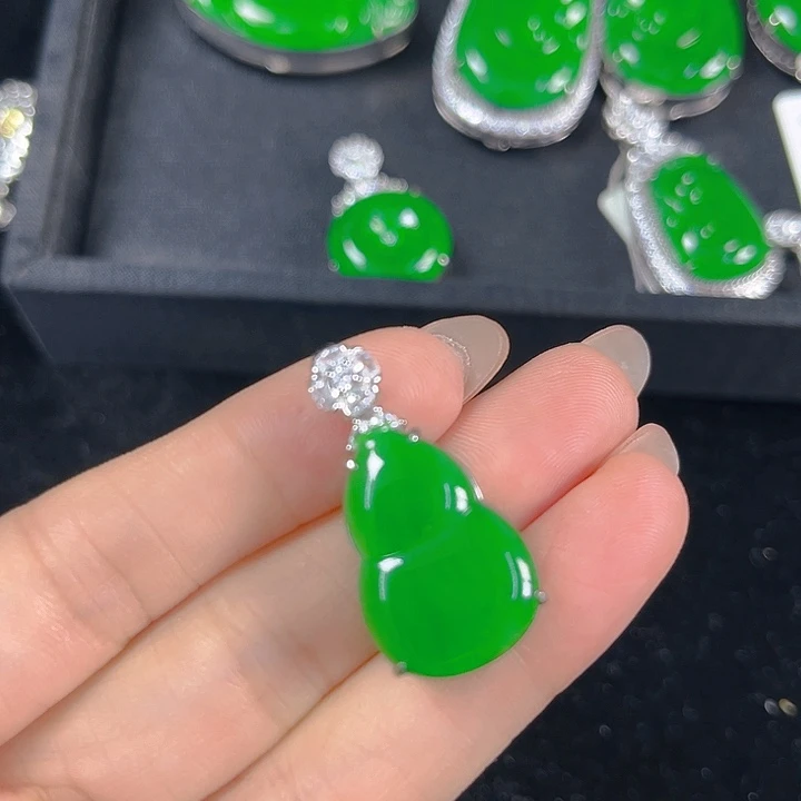 翡翠银S925镶嵌吊坠(不含链)