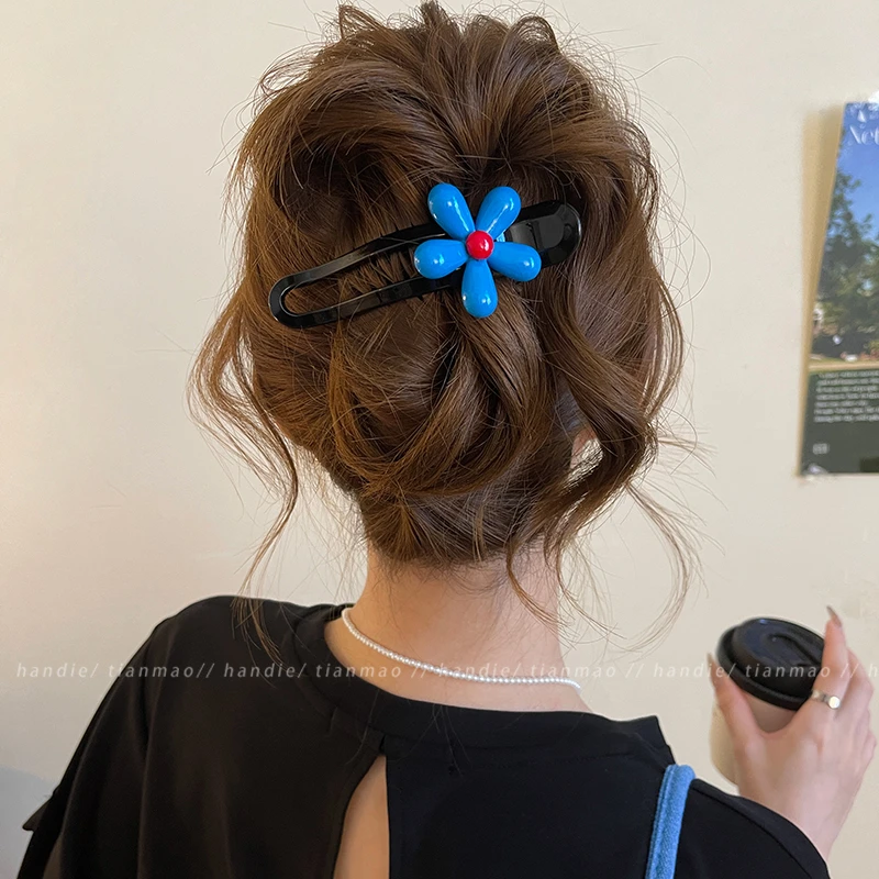 韩系花朵2025新款鸭嘴夹发夹后脑勺侧边夹大号发量多一字发卡发饰