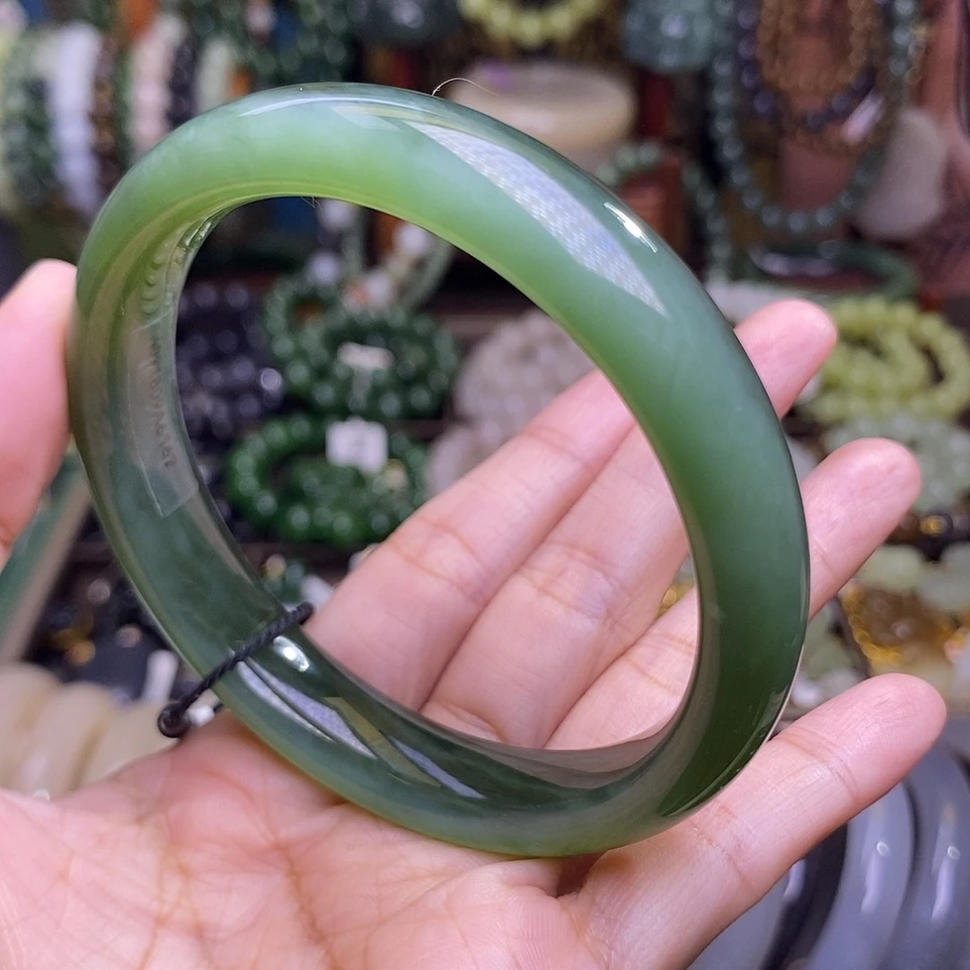 未镶嵌手镯和田玉61 猫眼碧玉手镯脂膏级天花板