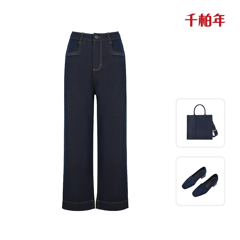 千柏年【简约格调】高腰显瘦阔腿休闲裤-C1916