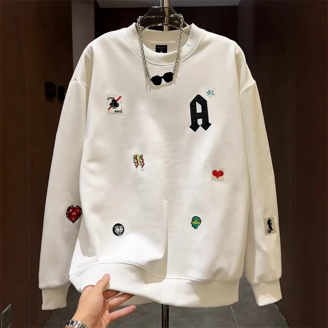 美式潮流爆款卫衣男士时尚设计感情侣款体恤痞帅修身上衣秋冬长袖