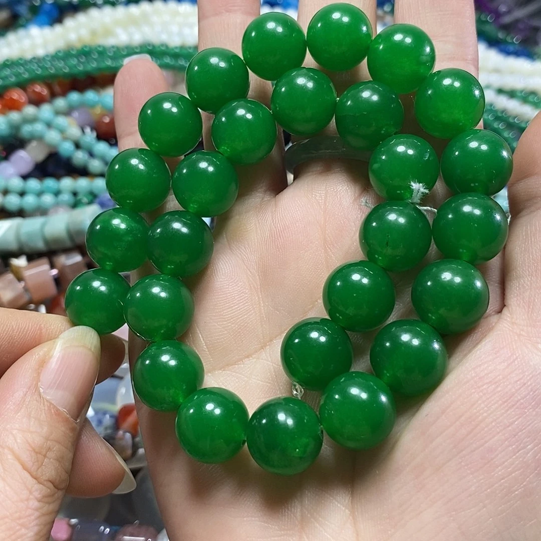 玛瑙/玉髓未镶嵌珠宝半成品碧玉一条卡14mm