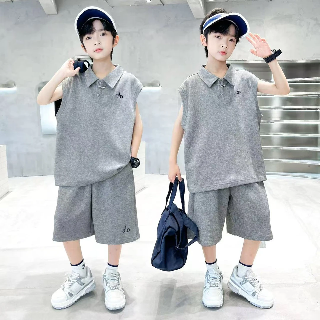 1男童夏装背心套装2025新款夏季中大童儿童男孩夏款无袖运动衣服