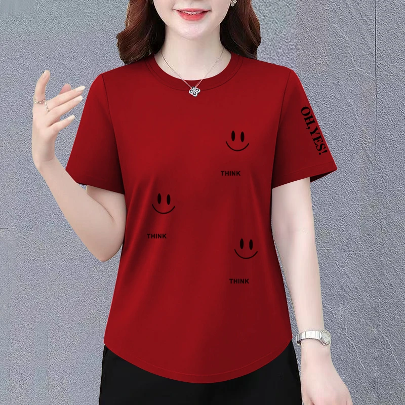 纯棉短袖t恤女中年妈妈装夏季新款洋气宽松显瘦遮肚上衣女体恤衫