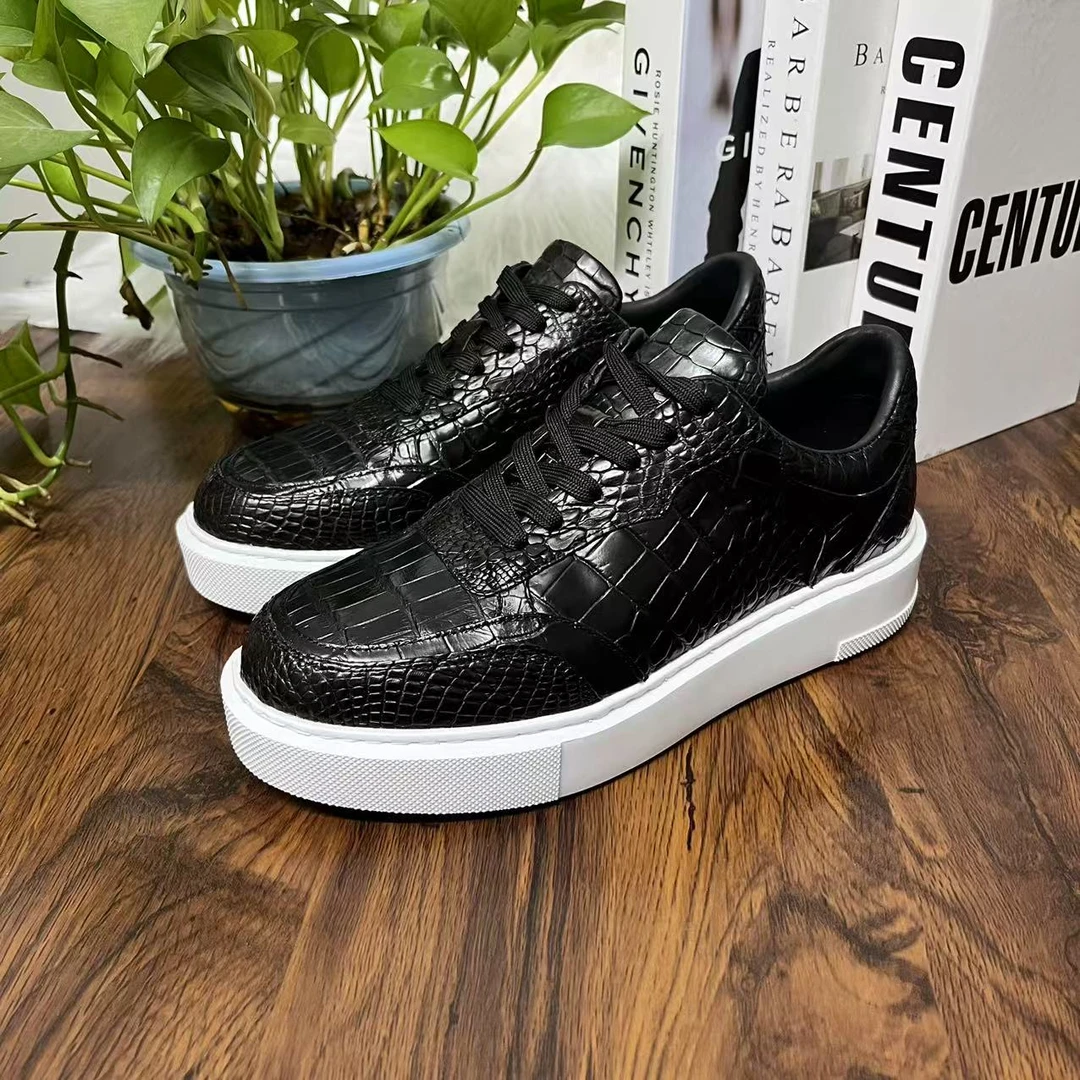 男款真皮休闲舒适系带板鞋四季潮鞋低帮时尚百搭男士潮流厚底