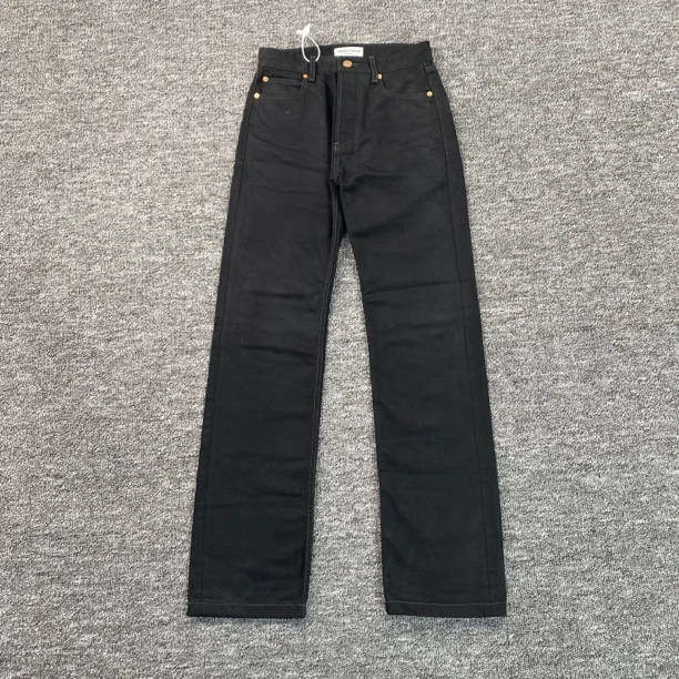 99新 Balenciaga/巴黎世家 52672/黑色logo刺绣牛仔裤长裤/24码