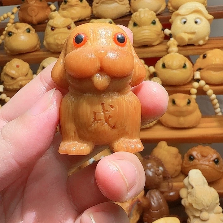 竹狐****》竹雕狗送油刷子