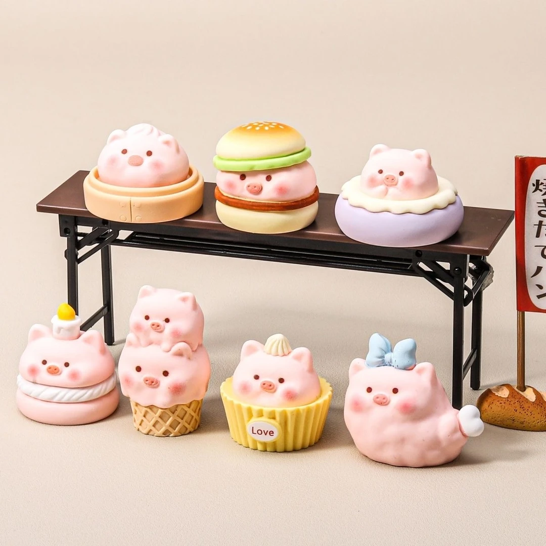 【许愿➕九宫格】磨砂手感食玩猪猪系列diy钥匙扣摆件