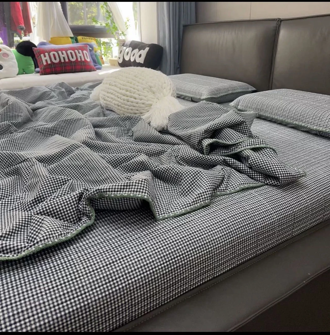 博主推荐韩系小格高品质夏季双面用软凉席床盖可机洗夏被空调被