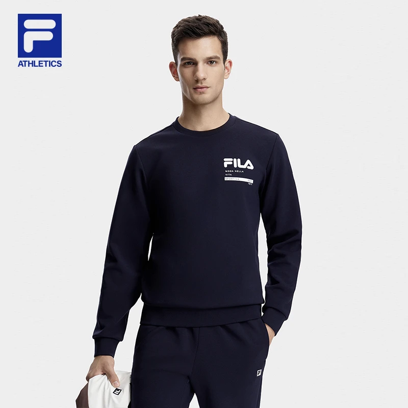 Fila/斐乐男士速干空气层柔软舒适秋冬款圆领长袖卫衣A61M541297A