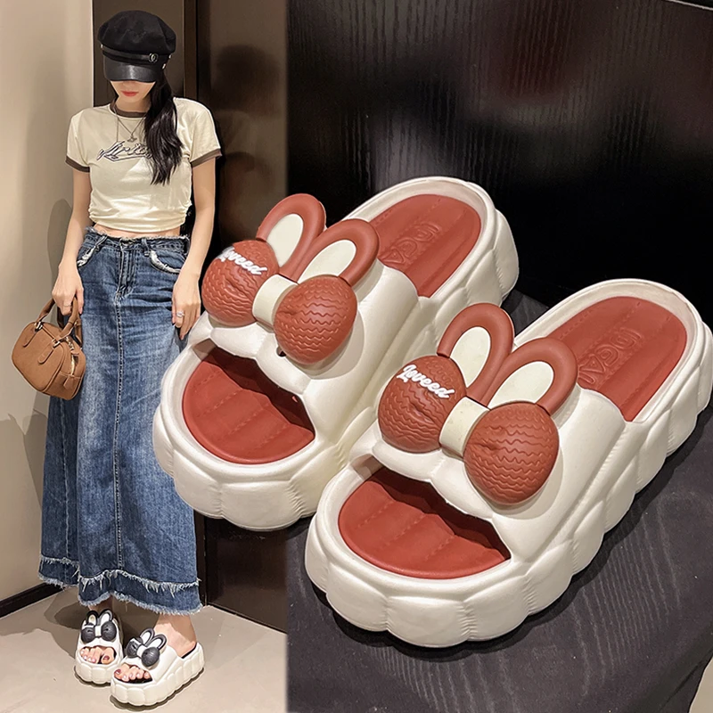 2025夏季新款拖鞋蝴蝶结小兔凉拖时尚百搭室外居家防滑女款学生