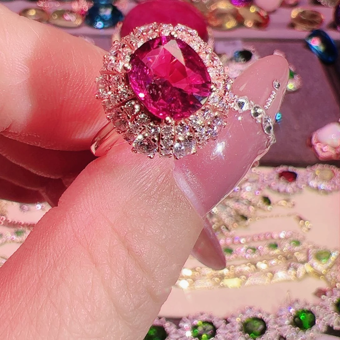 碧玺碧玺戒指银S925镶嵌