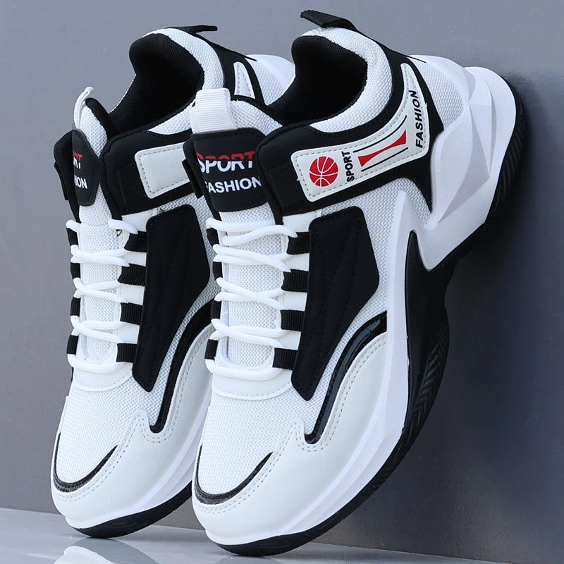 2025夏季男鞋透气飞织网面鞋男士运动休闲跑步鞋中高帮篮球鞋耐磨