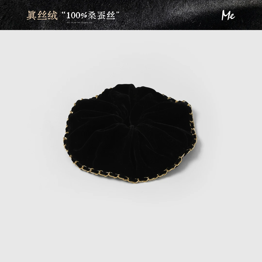 ME【真丝绒链条大肠圈】100桑蚕丝复古百搭时尚千金发圈MESS5292
