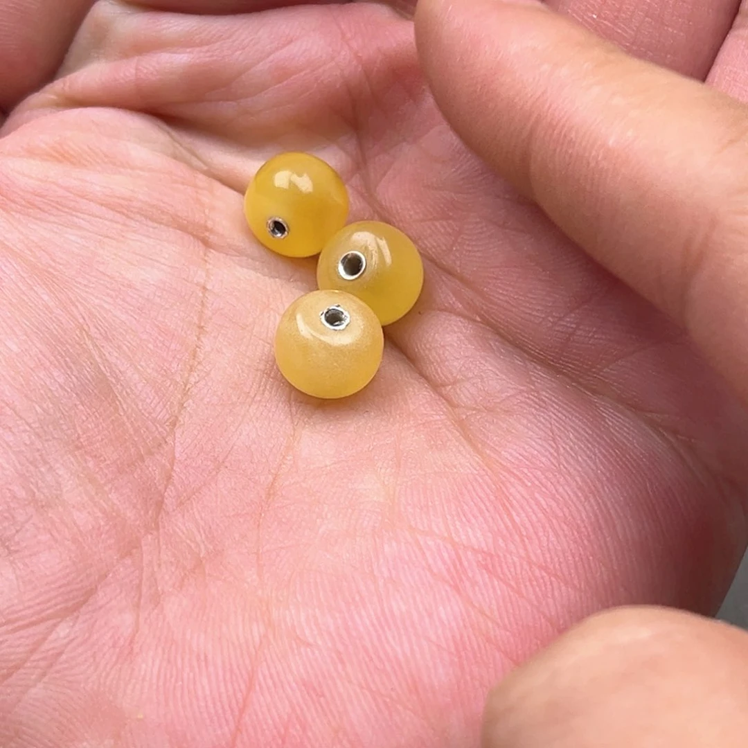 未镶嵌琥珀裸石蜜蜡老型一颗随机发银管道