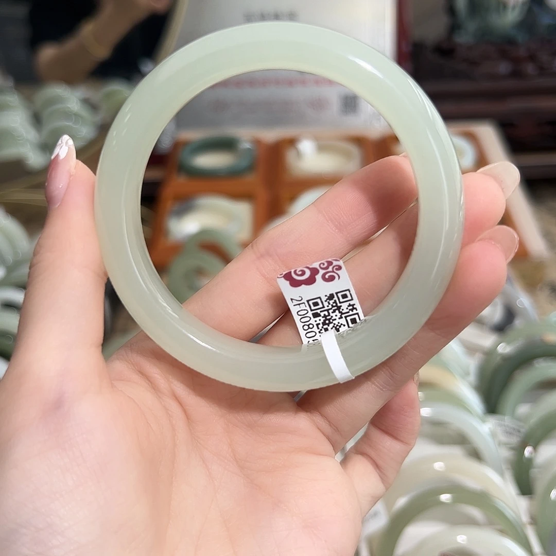 未镶嵌手镯和田玉白冰晴水 果冻底 59