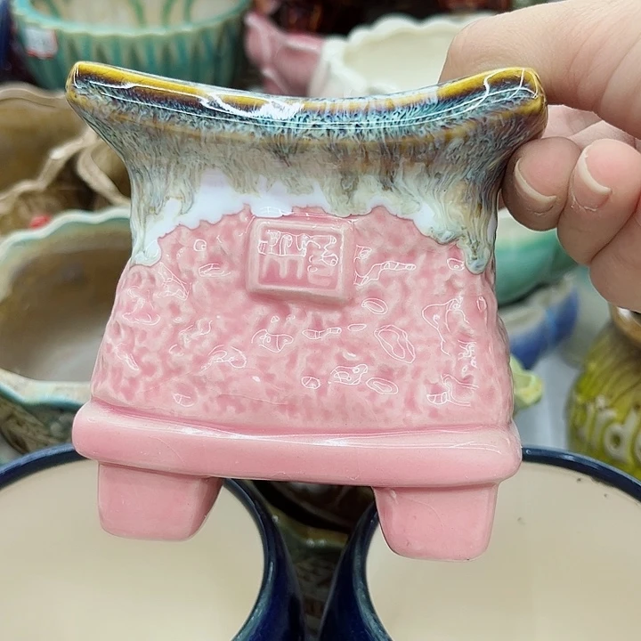 多肉绿植陶瓷花盆9.9包邮，有孔