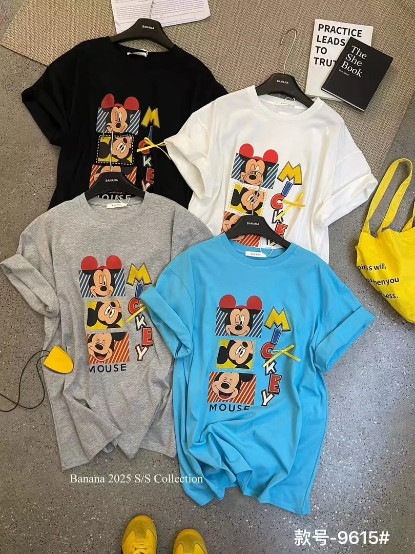 短袖卡通米奇米奇印花休闲T恤宽松印花潮流夏款半袖时尚女士