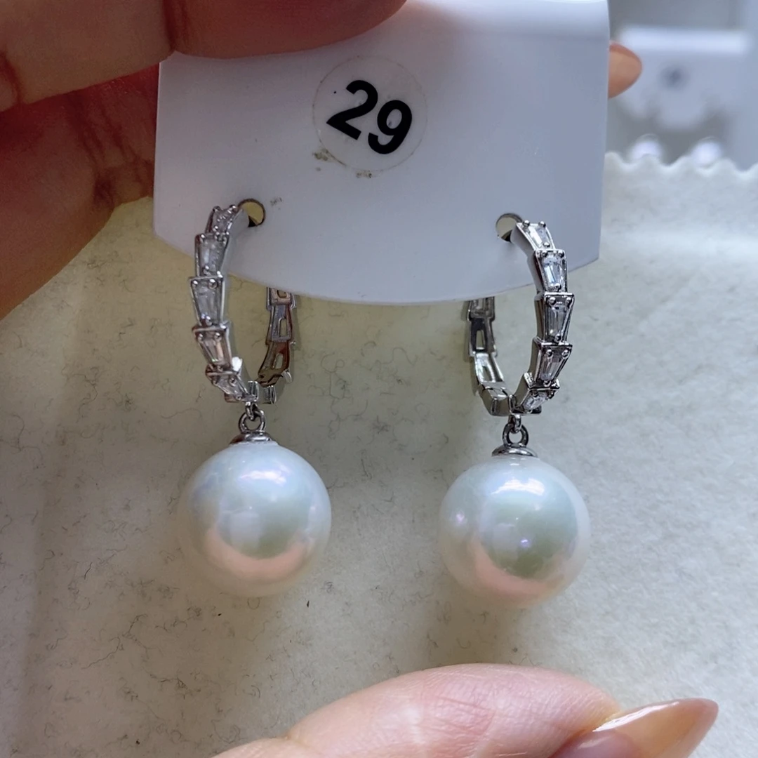 淡水珍珠耳饰银S925镶嵌