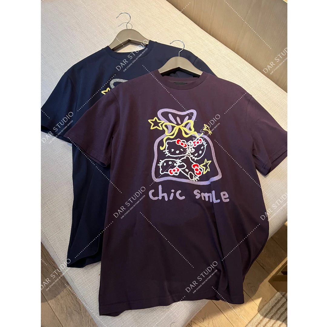 DAR STUDIO 深圳货【钱袋猫猫】2025夏季宽松大版型小众T恤25145