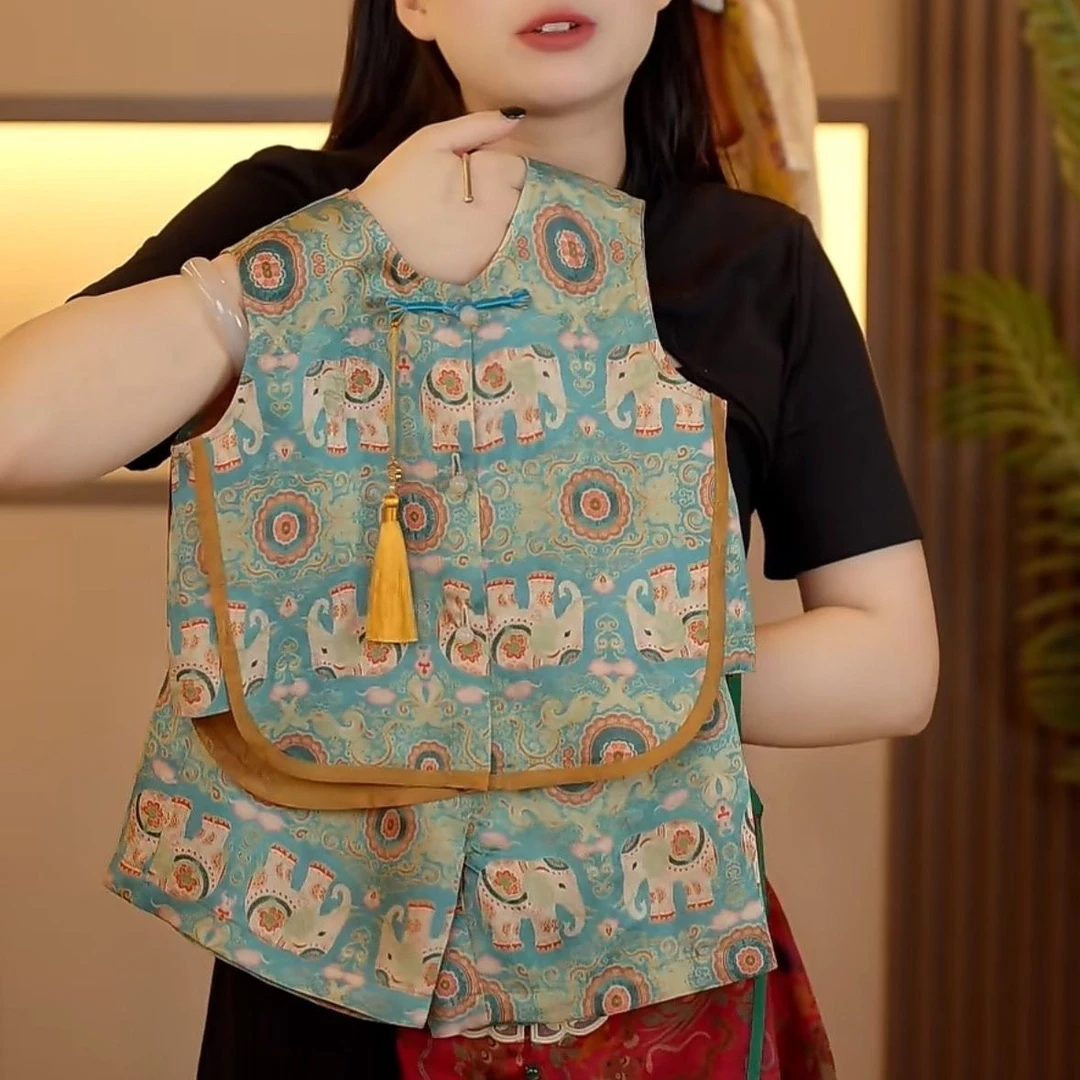 儿童夏季薄款国风两件套宝宝夏款休闲新中式汉服唐装无袖短裤套装