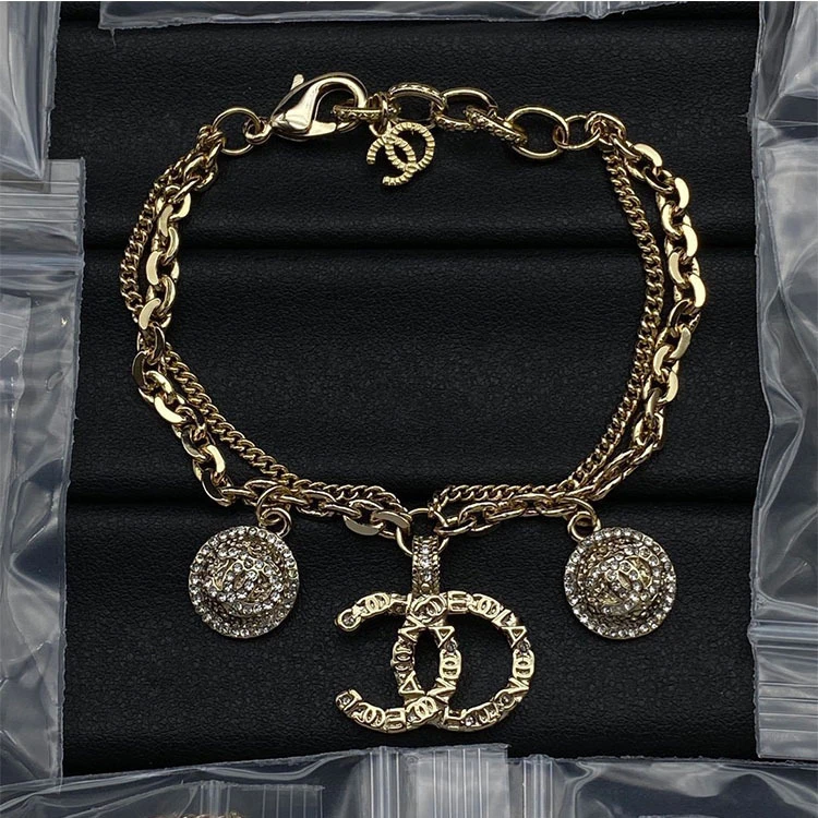 铜合金锆石手链 9081新款双C字母项链复古潮流欧美时尚香奶奶手链