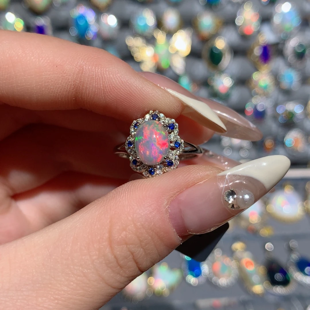 欧泊福利戒指w银S925镶嵌