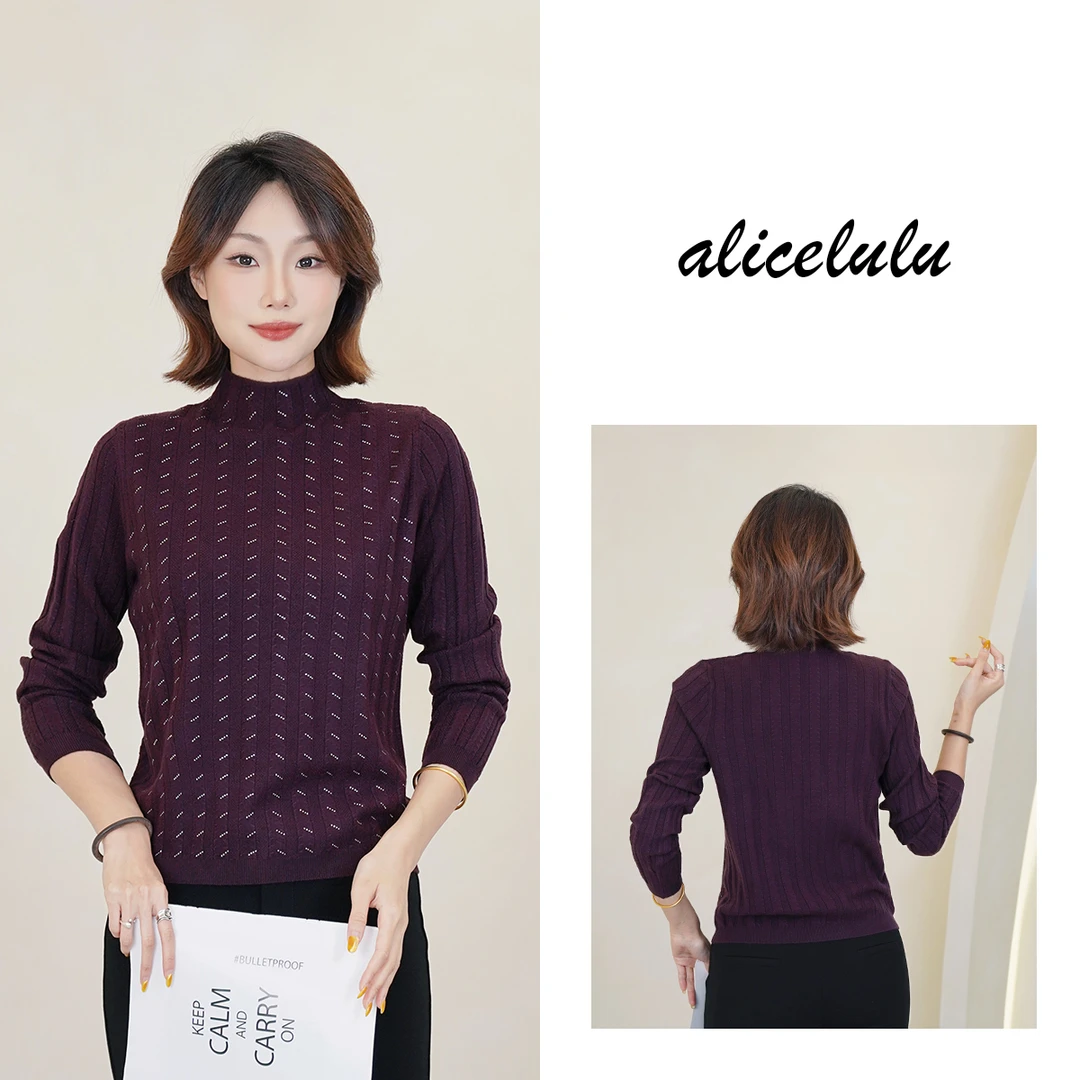 [alicelulu]打底修身半高领气质版型套头毛针织衫S2144809U
