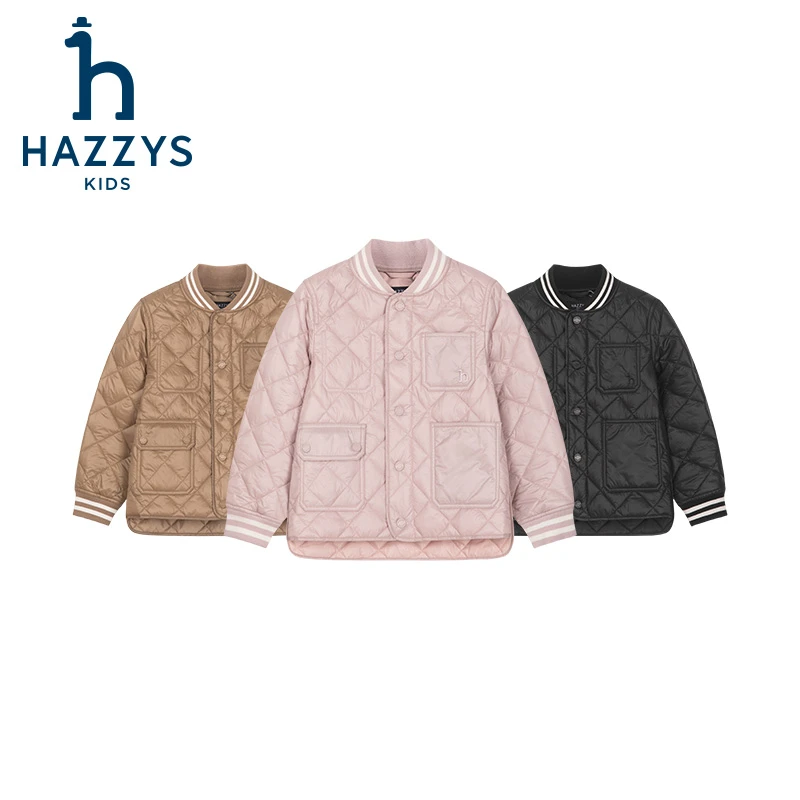 Hazzys/哈吉斯品牌童装男女童棉服轻薄款简约时尚百搭款棉服