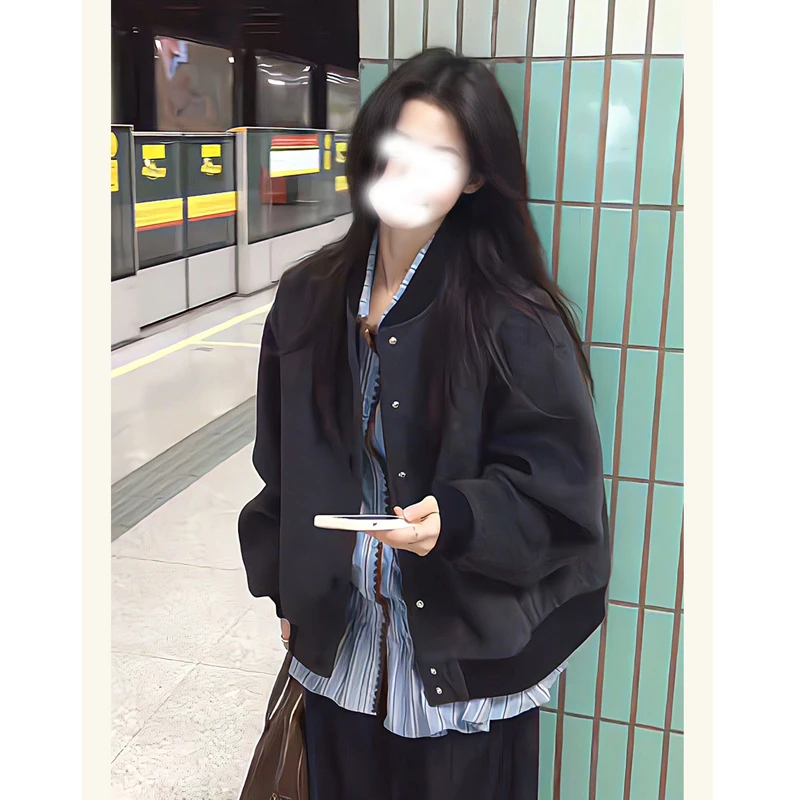 2025秋季款慵懒松弛感棒球服女小个子韩系百搭休闲时尚宽松夹克