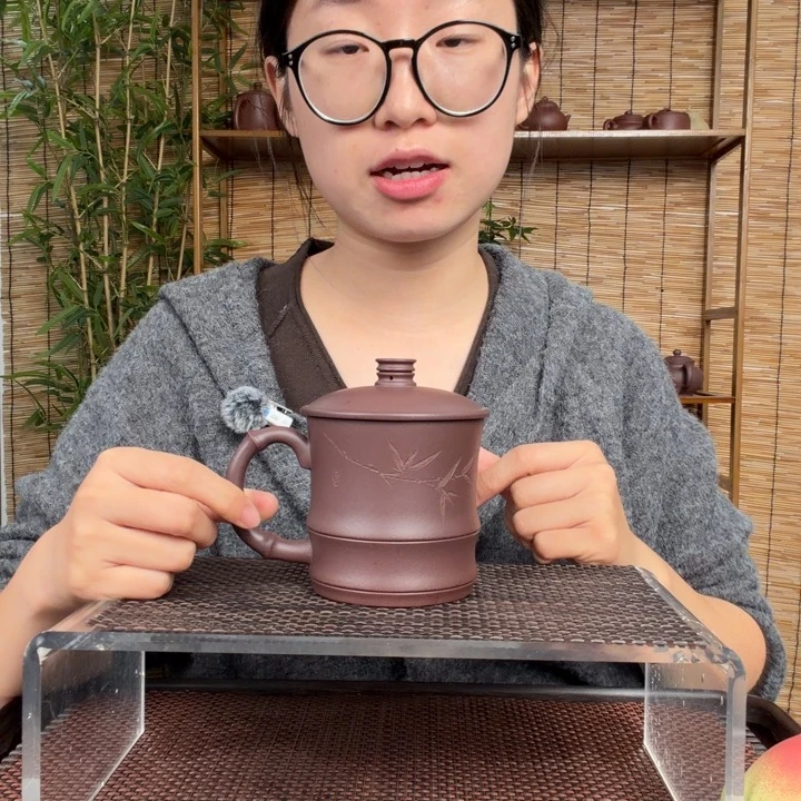 茶壶紫砂原矿湖父底槽清竹节杯350CC左右没礼盒