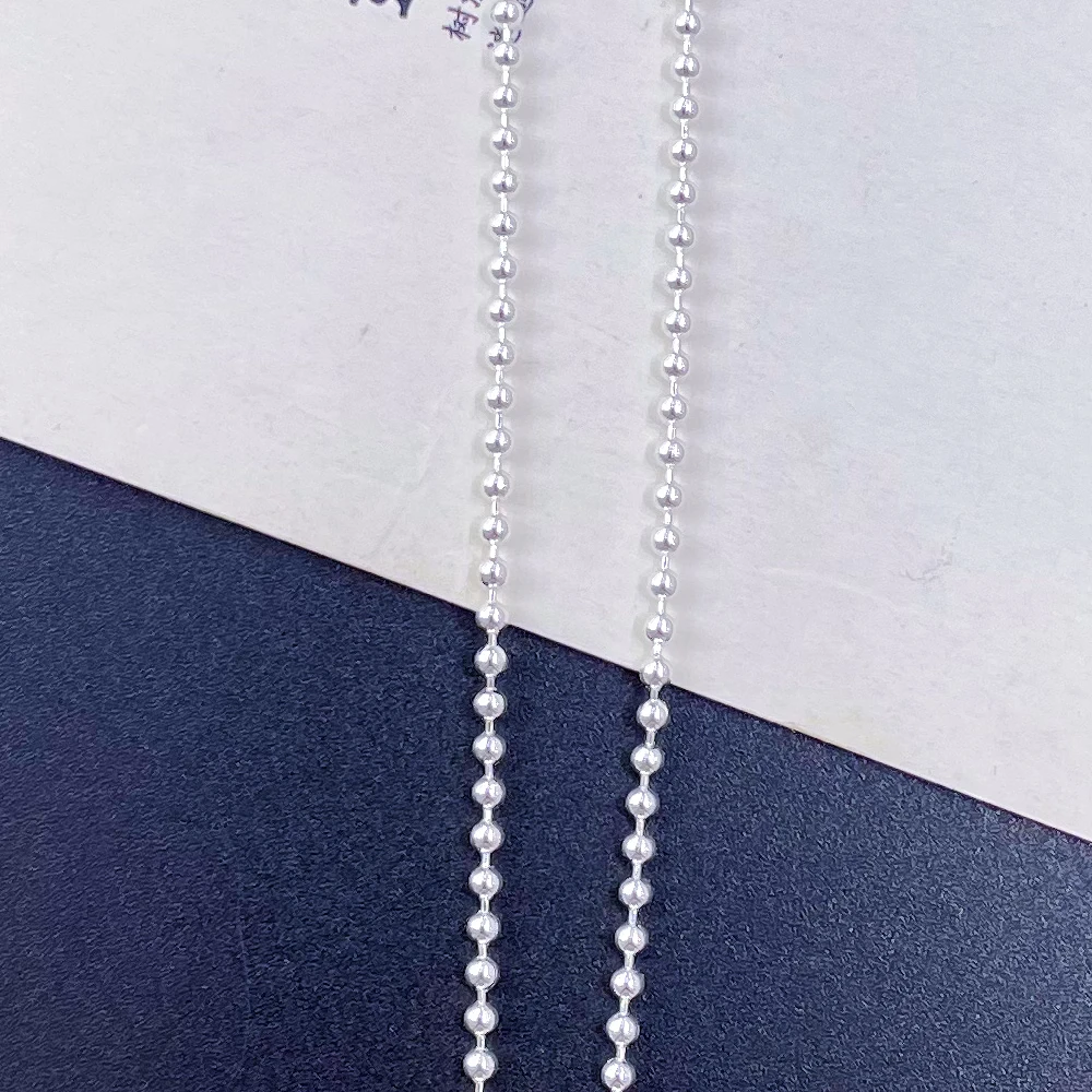 链子足银 足银999 2N圆珠项链佛珠光珠银豆豆百搭链长(40+5厘米)
