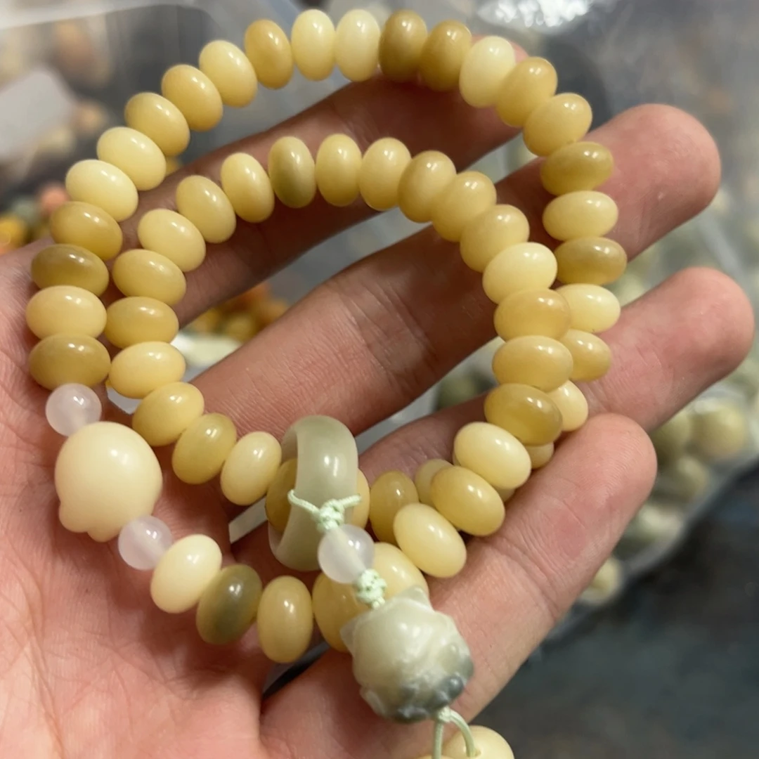 【闪购商品】白玉菩提吊坠z9/100+50颗微瑕算盘