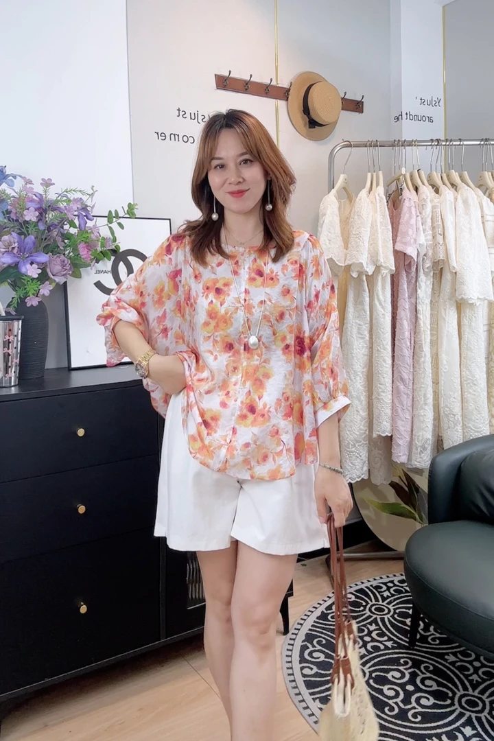 ［花海订制］微胖大码印花文艺复古气质宽松休闲百搭衬衫上衣新款