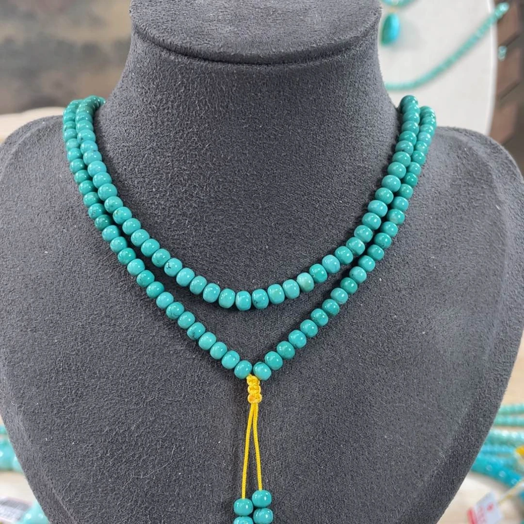 绿松石未镶嵌套链4mm精品玉化108