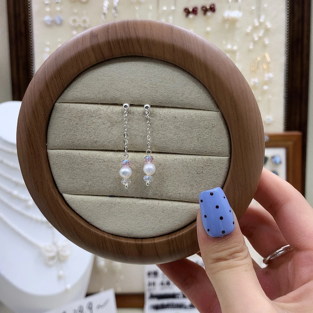 淡水珍珠耳饰银S925镶嵌