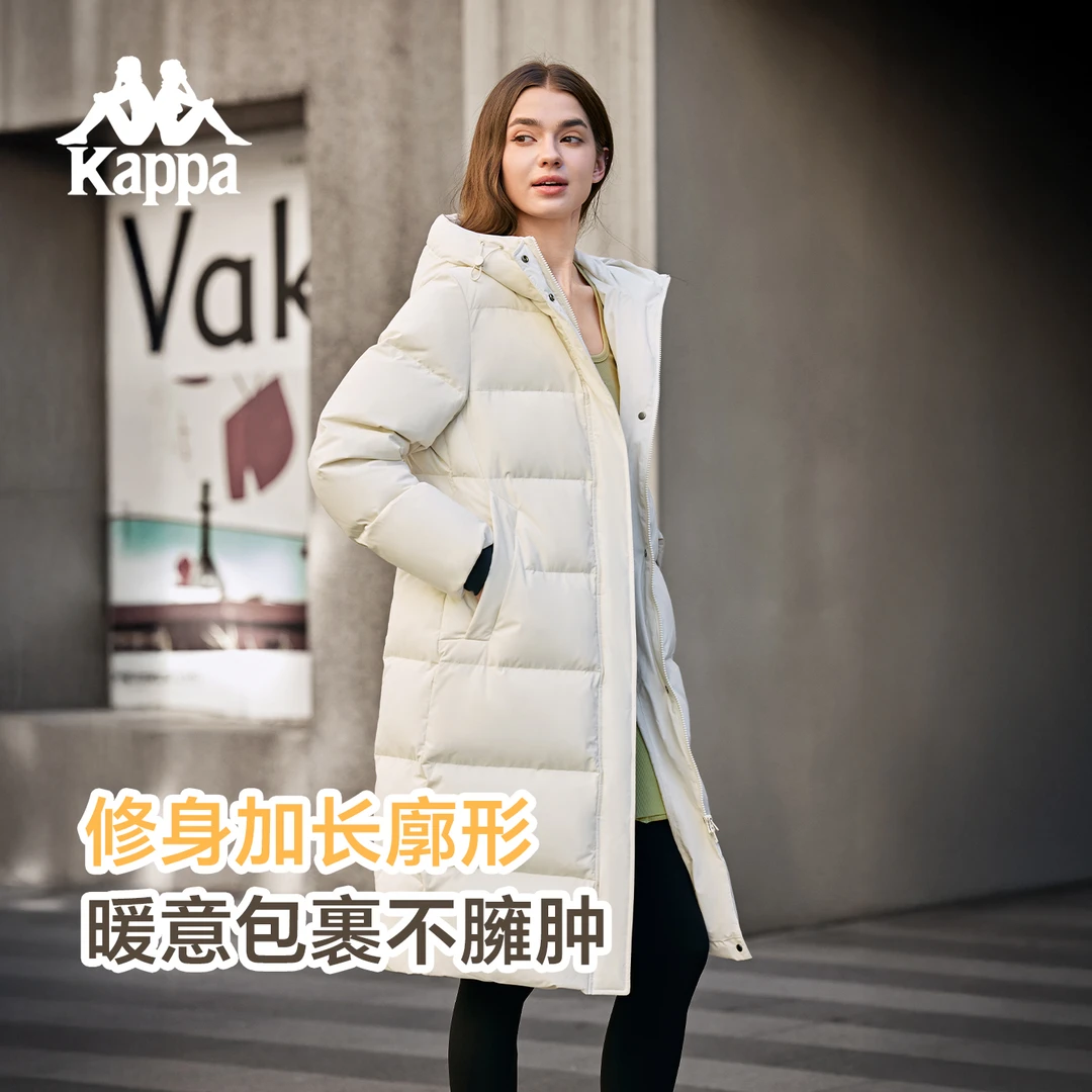 Kappa/卡帕防寒户外加绒时尚羽绒外套时尚长款加厚冬季保暖女士