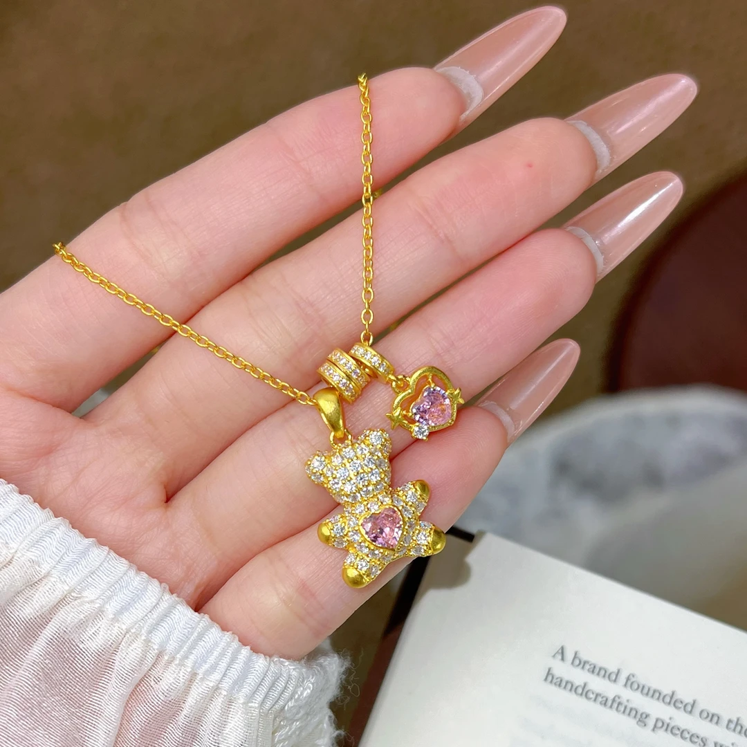 展厅专场【萌萌爱心熊】足金 999 轻奢高级黄金套链