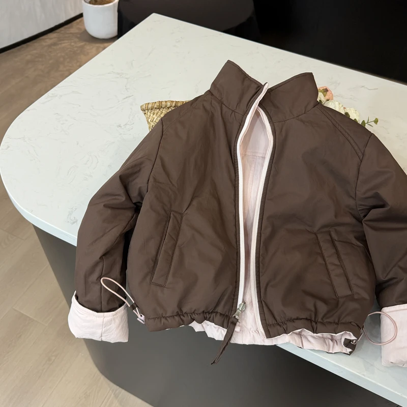 【现货】leomama女童双色双面穿棉服2025儿童洋气百搭保暖棉衣外套