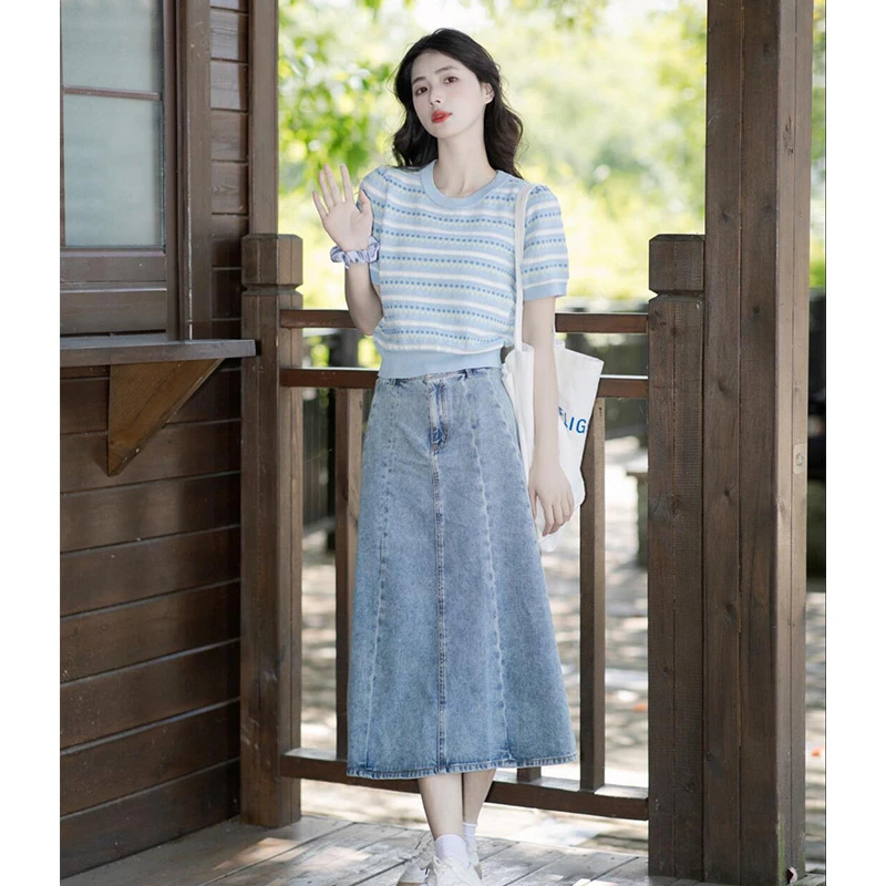 香朵儿设计感清新时尚套装女2025夏季新款舒适感减龄上衣半身裙女