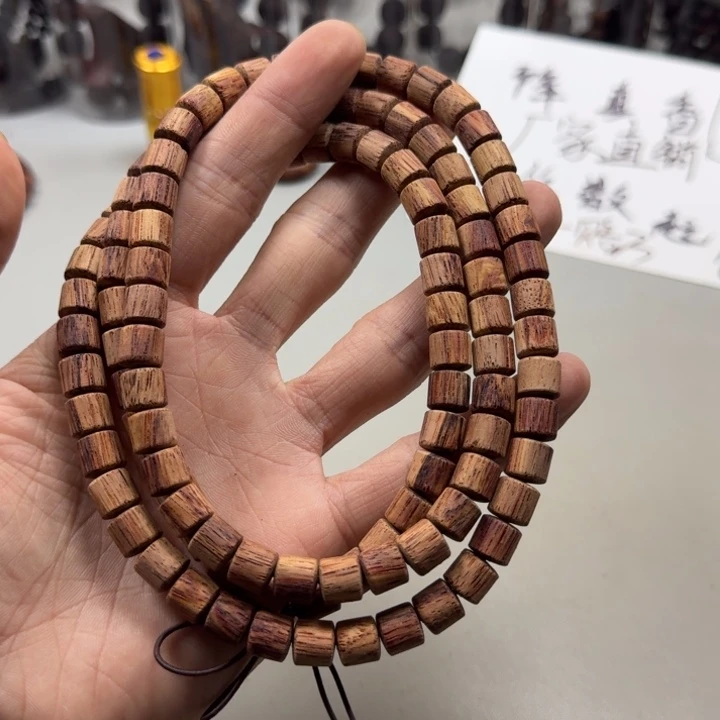 藤类白油降真香0.8×108颗多圈直切桶珠