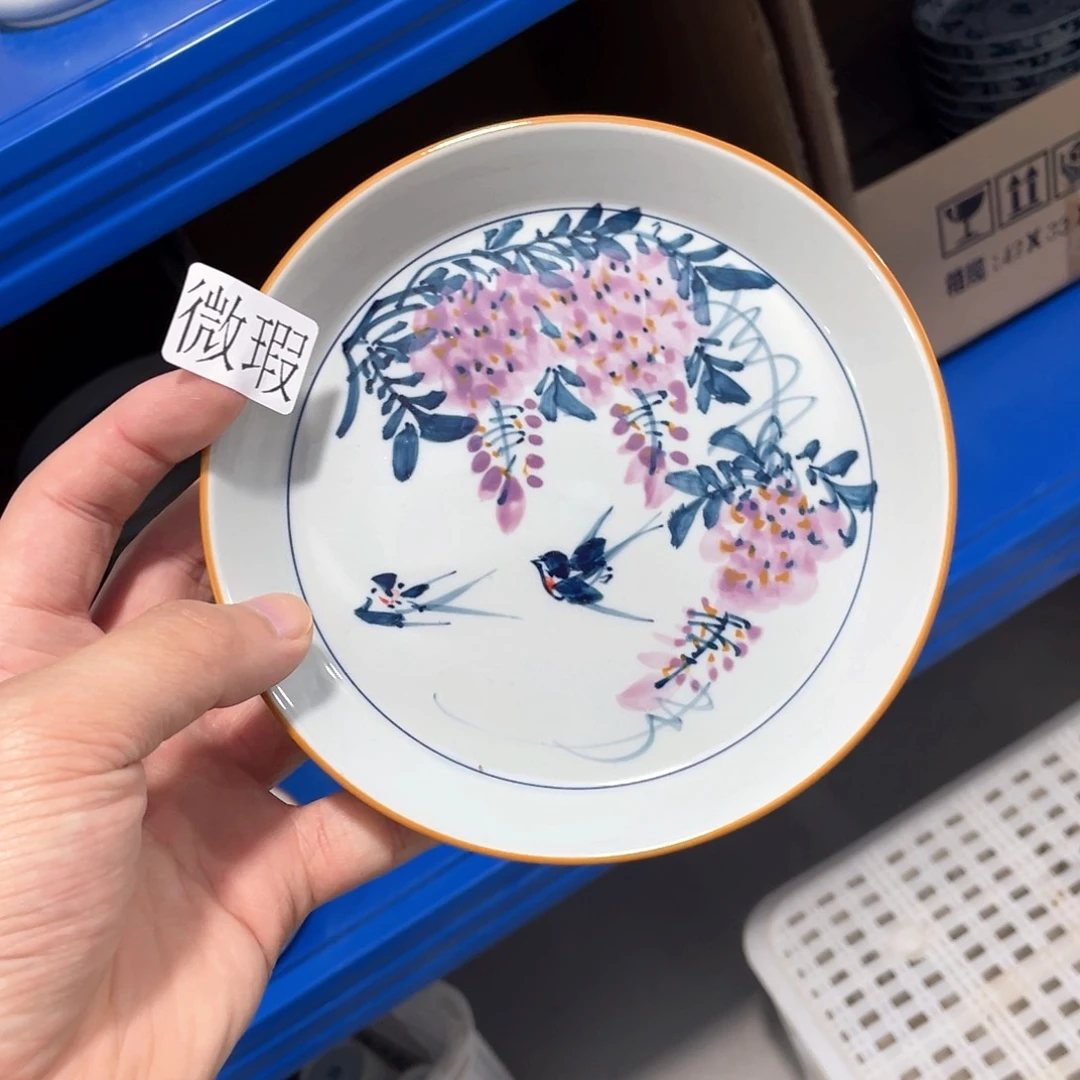 釉下手绘茶具微瑕