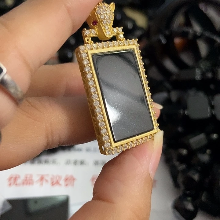 颈饰银S925镶嵌翡翠墨翠
