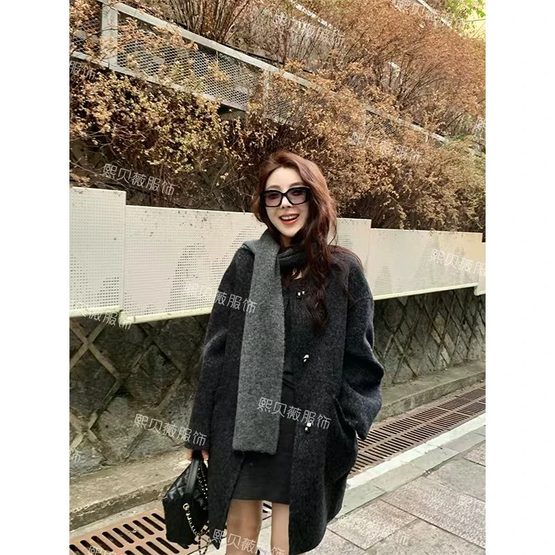 熙贝薇9【冬日爱丁堡】欧货羊毛羊驼毛廓形大衣秋冬毛呢外套 G5550