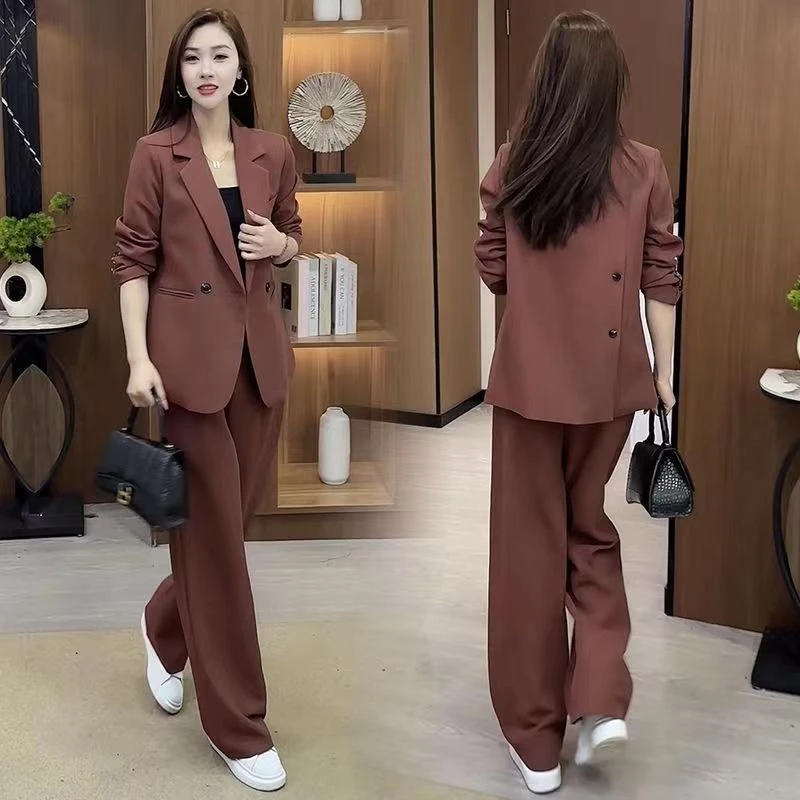 2025春气质小西装套装女新款时尚洋气休闲职业装阔腿裤西服两件套