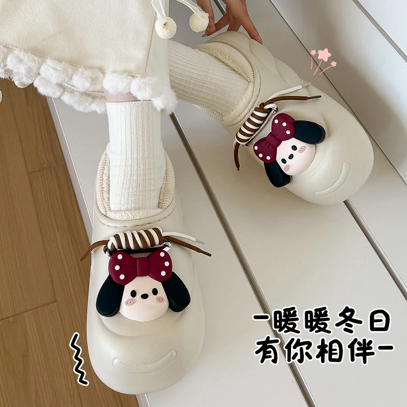 洋山公羊防水加厚棉拖鞋女款秋冬居家外穿防滑厚底保暖卡通棉鞋女