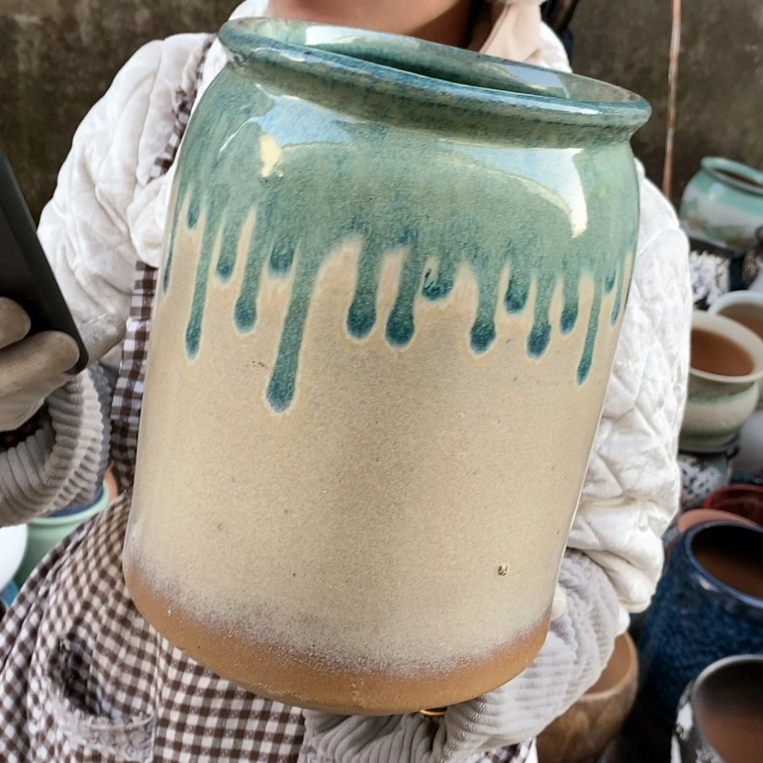 紫砂花盆瑕疵口17高26