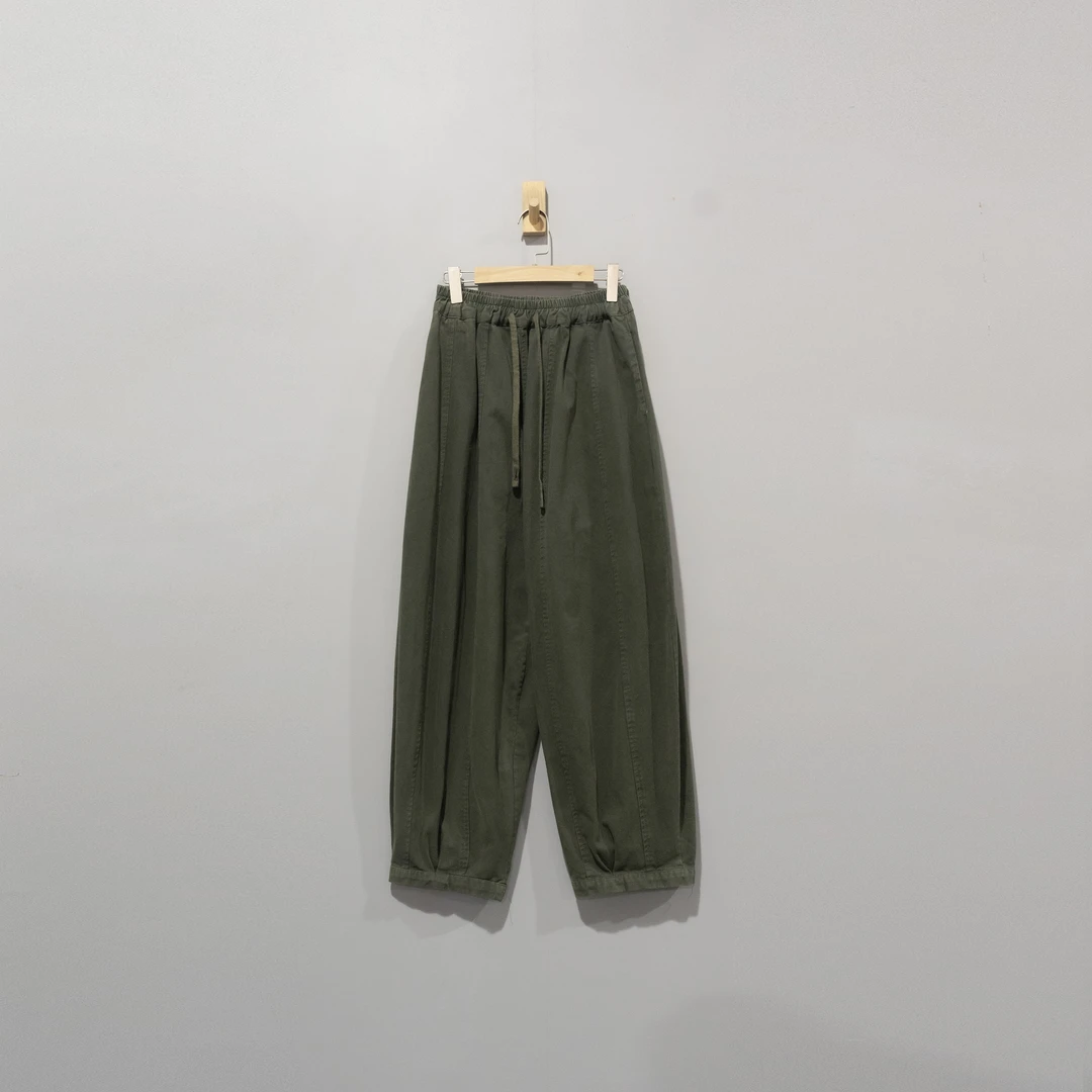 【且听风吟】0214825文艺斜纹棉松紧腰分割百搭休闲裤裤长95臀围144